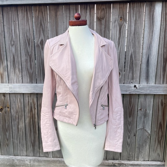Kenna T Leather Moto Jscket Pink Womens sz Small - Picture 11 of 11
